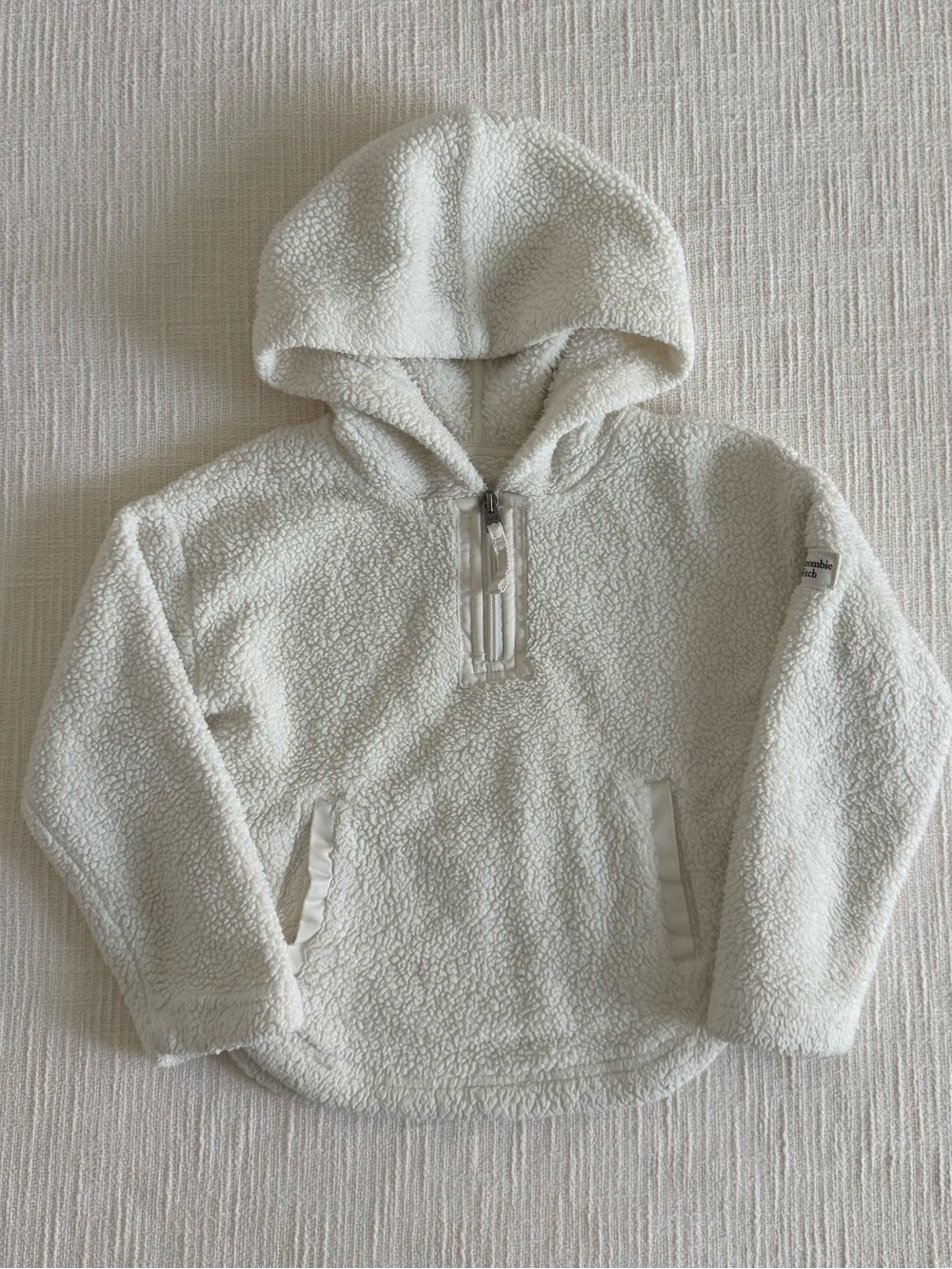 abercrombie kids Cream Sherpa Half-Zip Hoodie